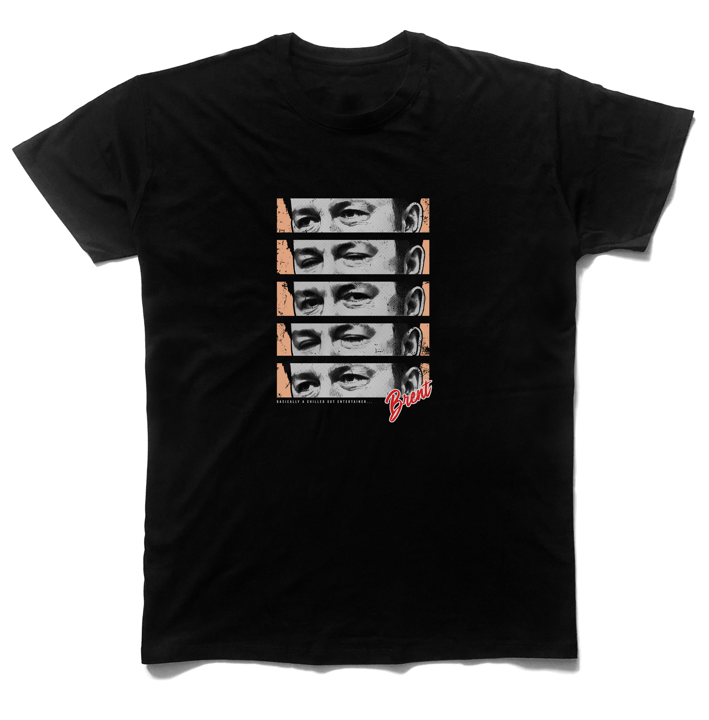 David Brent The Office UK The Eyes graphic t-shirt front view printed on 100% organic cotton. NaeName Apparel made in Glasgow. 