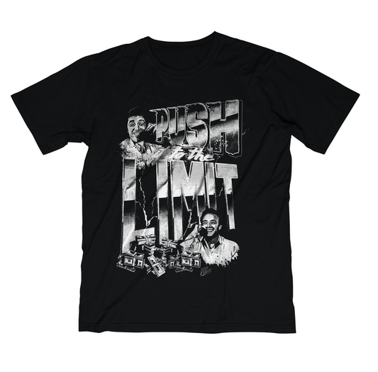 Scarface Tony Montana Al Pacino Alex Sosa Push it to the Limit graphic t-shirt front view printed on 100% organic cotton. NaeName Apparel made in Glasgow