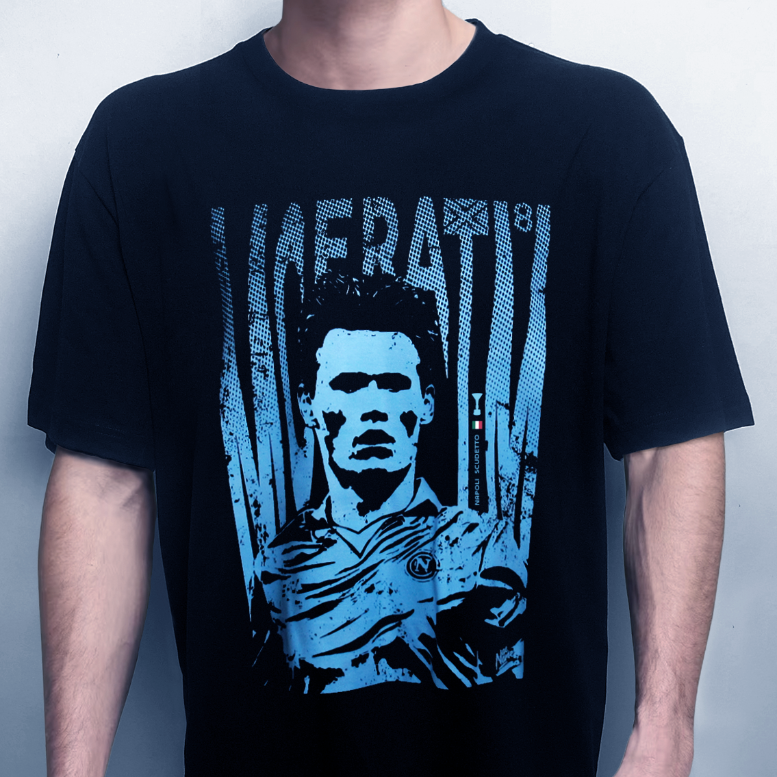 Scott McTominay McFratm Napoli Seria A graphic t-shirt front view printed on 100% organic cotton. NaeName Apparel made in Glasgow. Scotland t-shirts.