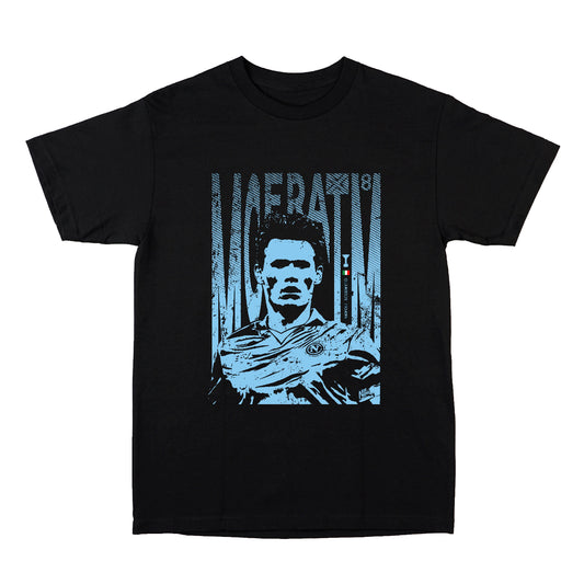 Scott McTominay McFratm Napoli Seria A graphic t-shirt front view printed on 100% organic cotton. NaeName Apparel made in Glasgow. Scotland t-shirts.