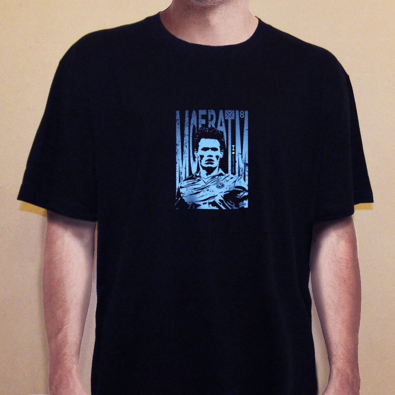 Scott McTominay McFratm Napoli Seria A graphic t-shirt front view printed on 100% organic cotton. NaeName Apparel made in Glasgow. Scotland t-shirts