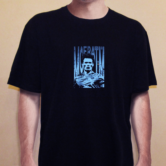 Scott McTominay McFratm Napoli Seria A graphic t-shirt front view printed on 100% organic cotton. NaeName Apparel made in Glasgow. Scotland t-shirts