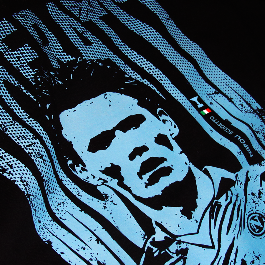 Scott McTominay McFratm Napoli Seria A graphic t-shirt front view printed on 100% organic cotton. NaeName Apparel made in Glasgow. Scotland t-shirts.