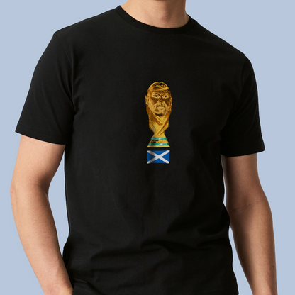 Steve Clarke Scotland World Cup 2026 Graphic T-shirt. First World Cup since 1998 led by Steve Clarke. We'll be coming. DTF printed onto premium heavyweight cotton T-shirt. Made in Glasgow. Scotland t-shirts.
