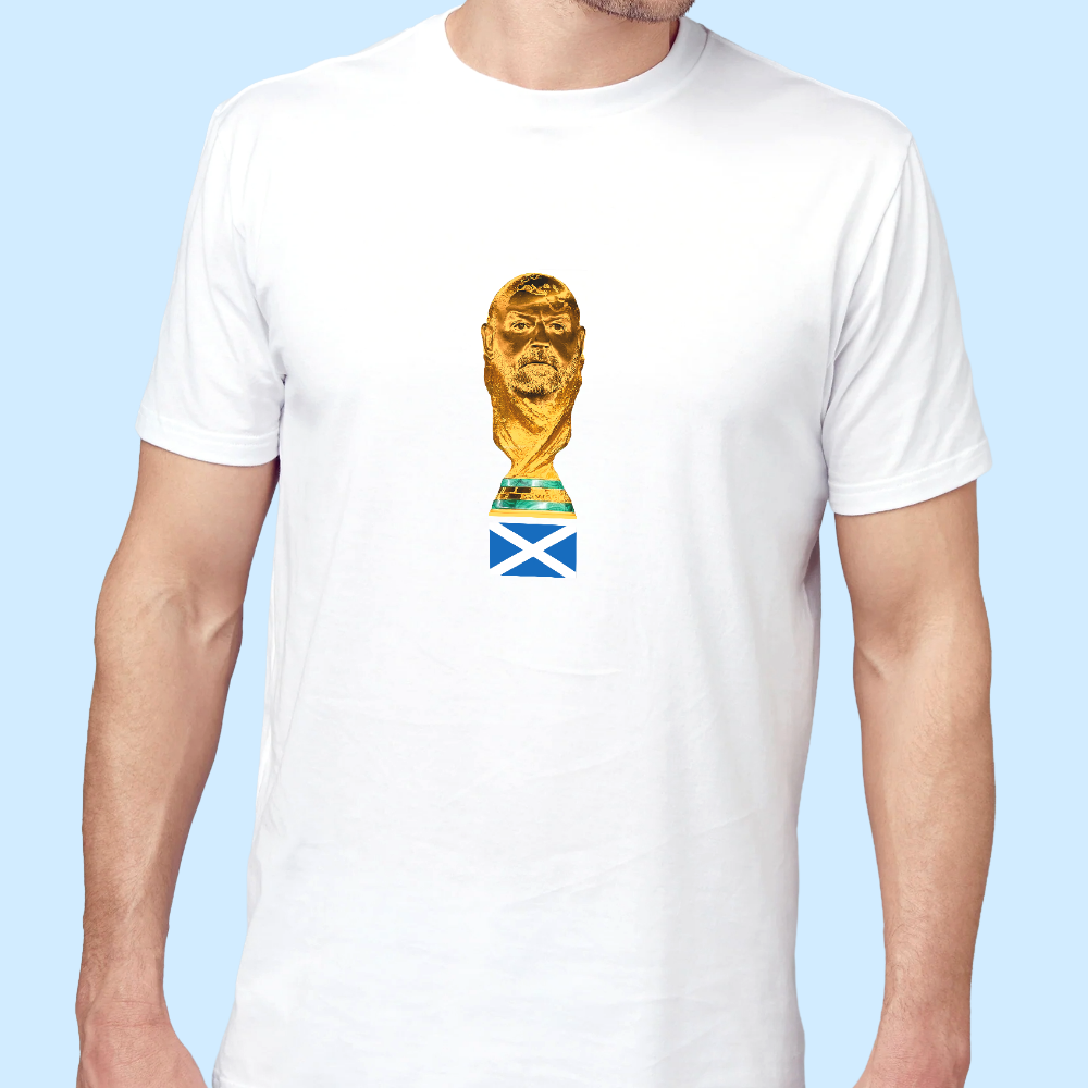 Steve Clarke Scotland World Cup 2026 Graphic T-shirt. First World Cup since 1998 led by Steve Clarke. We'll be coming. DTF printed onto premium heavyweight cotton T-shirt. Made in Glasgow. Scotland t-shirts.